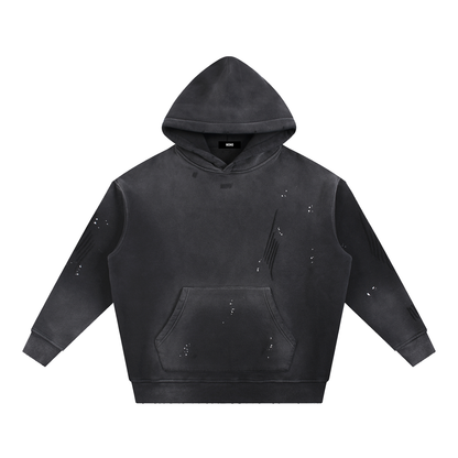 Vintage Washed Frayed Fleece Hoodie