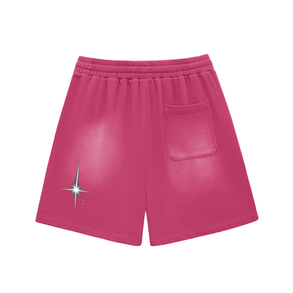 Sun Fade Raw Edge Cotton Shorts