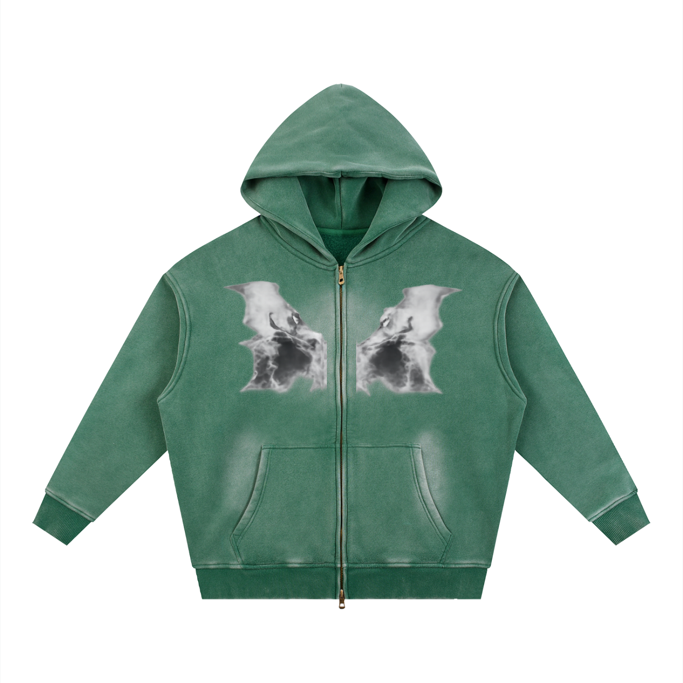 Sunfade Two-way Zipper Boxy Fleece Hoodie