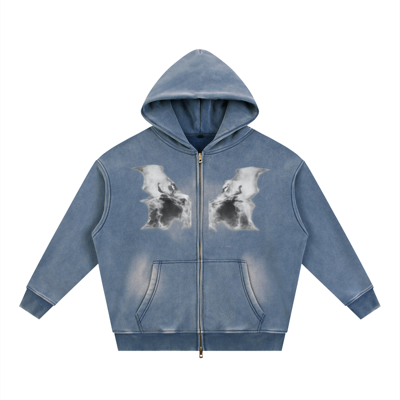 Sunfade Two-way Zipper Boxy Fleece Hoodie