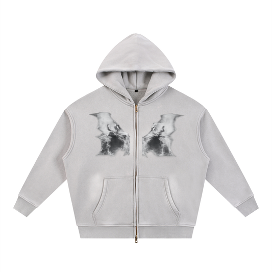 Sunfade Two-way Zipper Boxy Fleece Hoodie