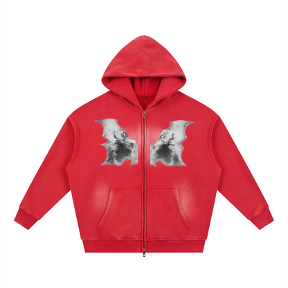 Sunfade Two-way Zipper Boxy Fleece Hoodie
