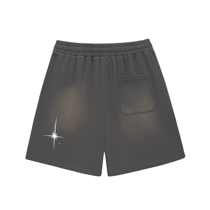 Sun Fade Raw Edge Cotton Shorts