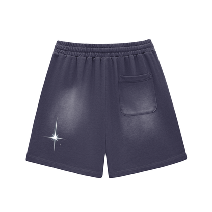 Sun Fade Raw Edge Cotton Shorts