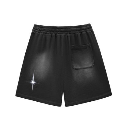 Sun Fade Raw Edge Cotton Shorts