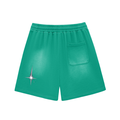 Sun Fade Raw Edge Cotton Shorts