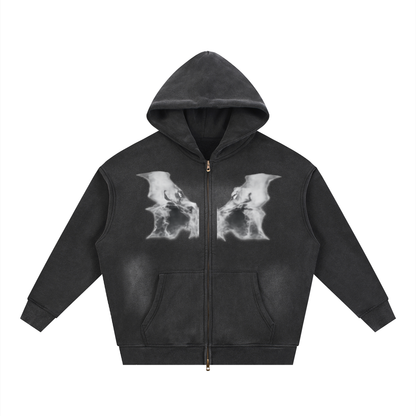 Sunfade Two-way Zipper Boxy Fleece Hoodie