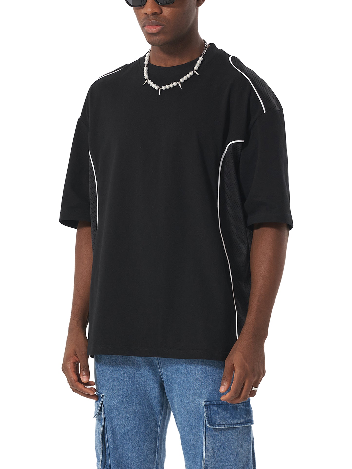 MONO Contrast Piped Panel T-Shirt