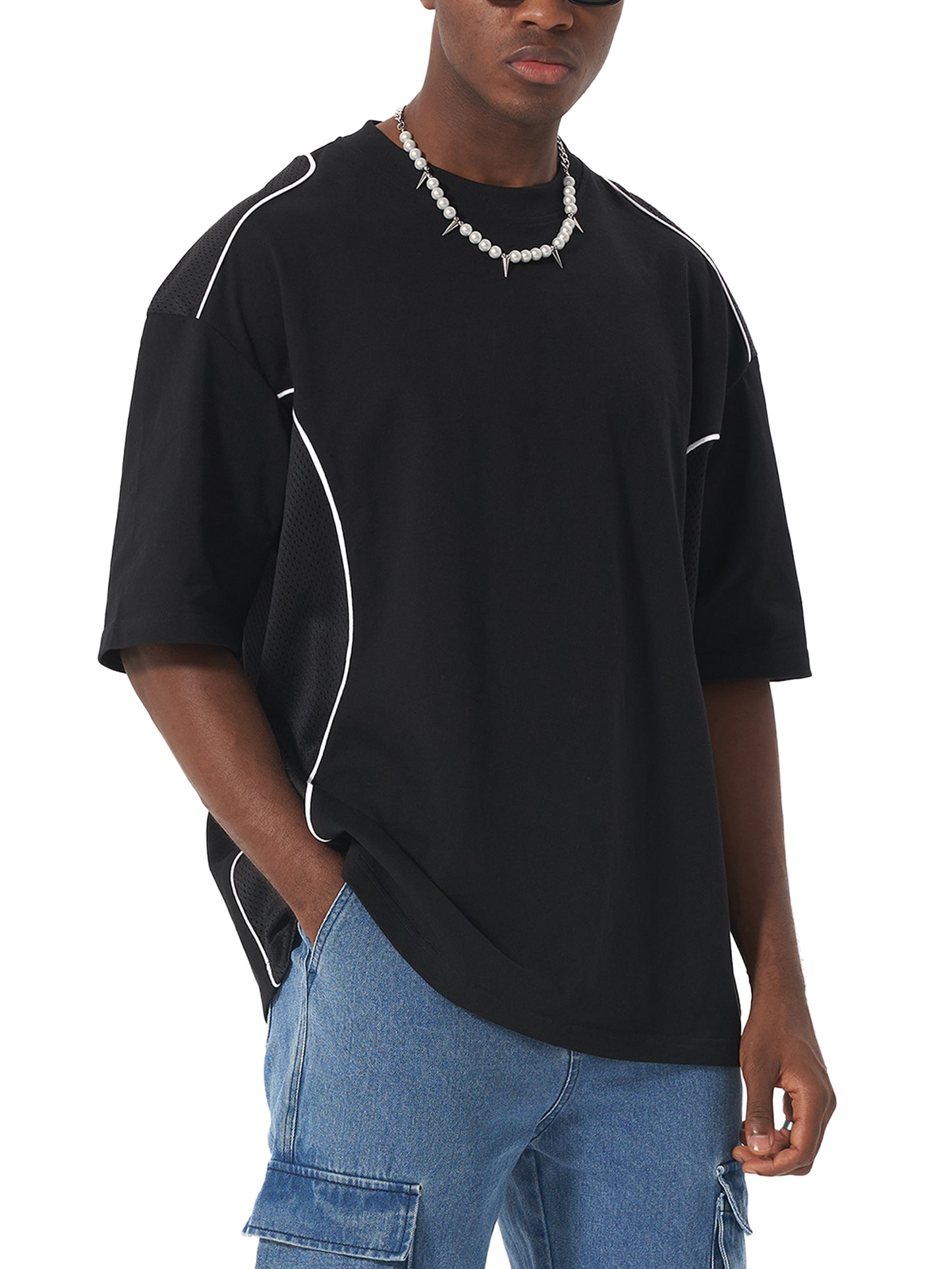 MONO Contrast Piped Panel T-Shirt
