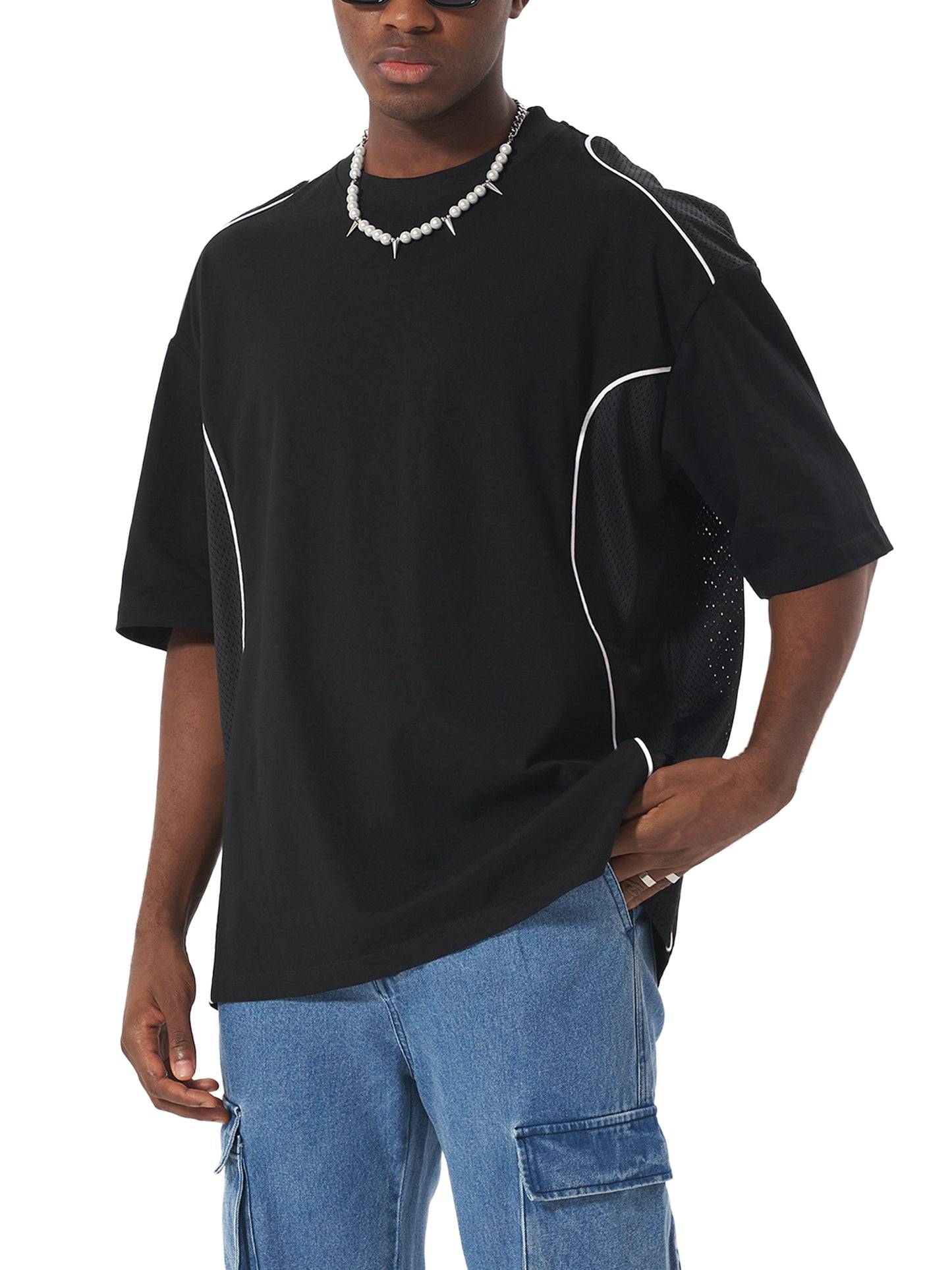MONO Contrast Piped Panel T-Shirt