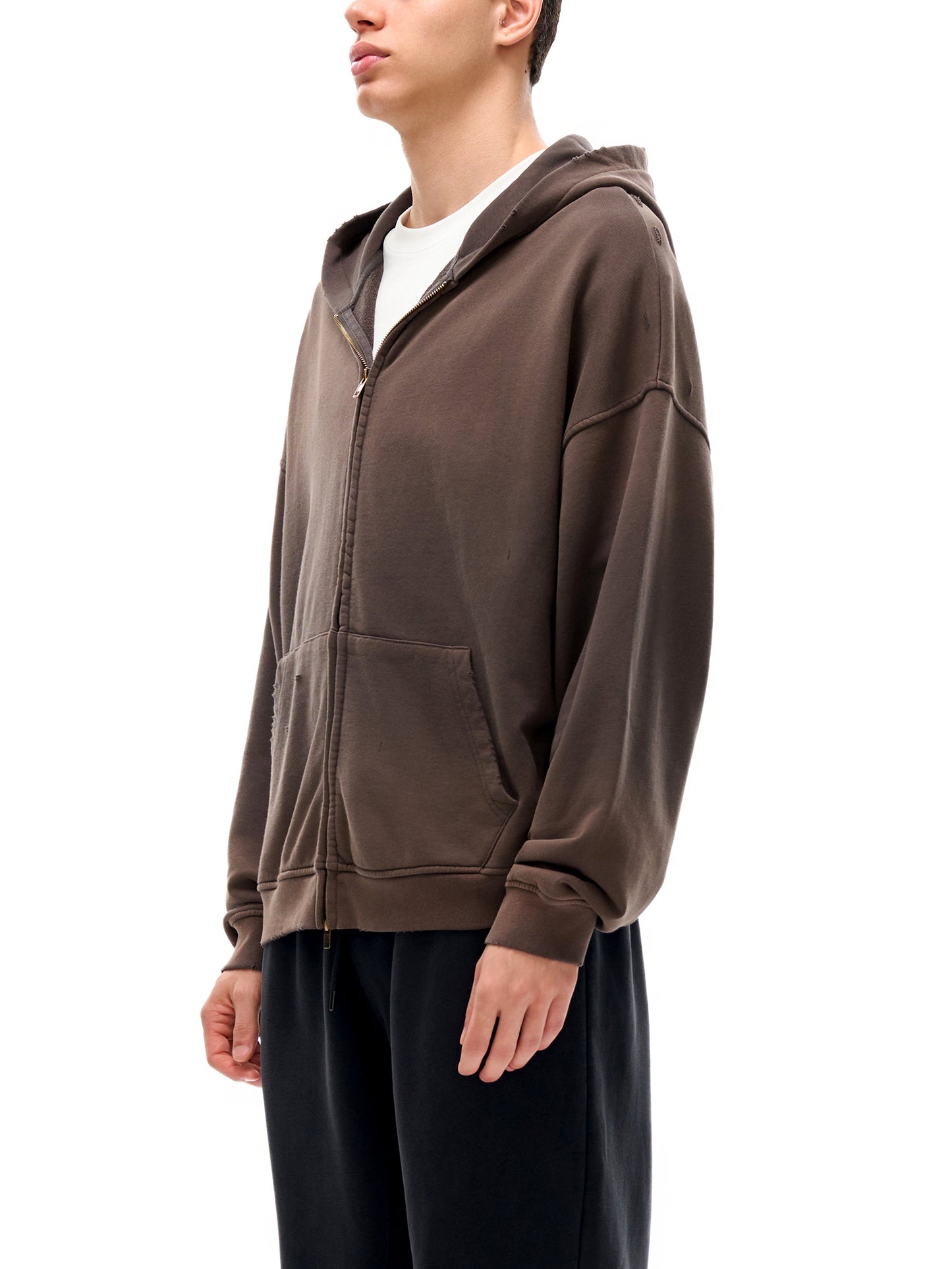Hand-Frayed Sunfade Zip Hoodie