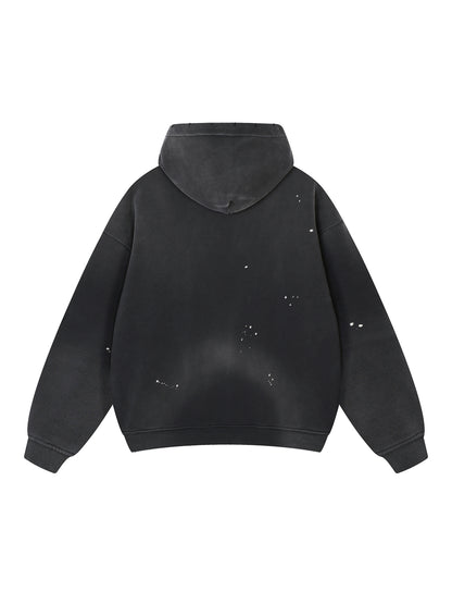 Vintage Washed Frayed Fleece Hoodie